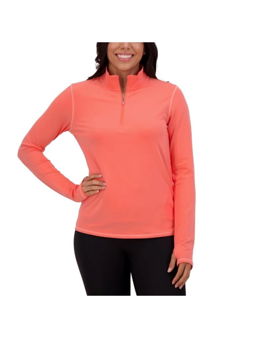 NWT Soybu Women's XXL Coral 1/4 Zip Pullover Active Top Long Sleeve